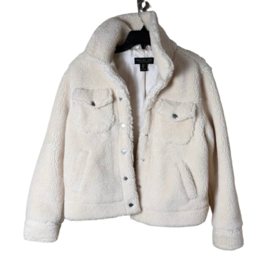 RACHEL ZOE Sherpa Fleece Trucker Jacket Cream Size Small